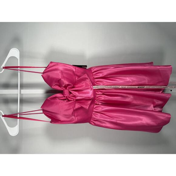NWT Mac Duggal Fuchsia Bow Bubble Hem Mini Dress Size 8 - Picture 2 of 10